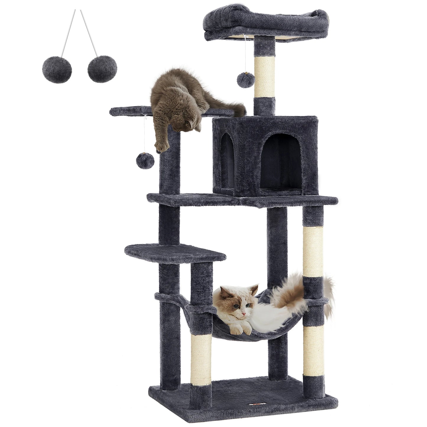 Feandrea Cat Tree 56.3 Inch Cat Condo With Scratching Posts