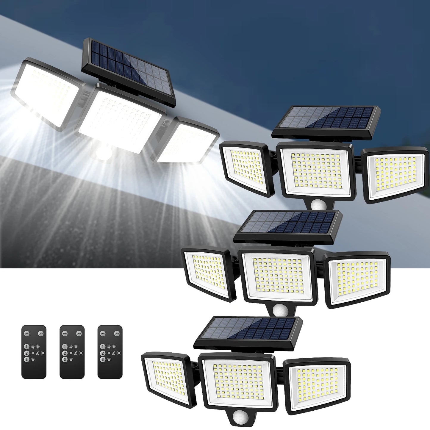 IP65 Waterproof Triple Head Outdoor Solar Light 2500LM