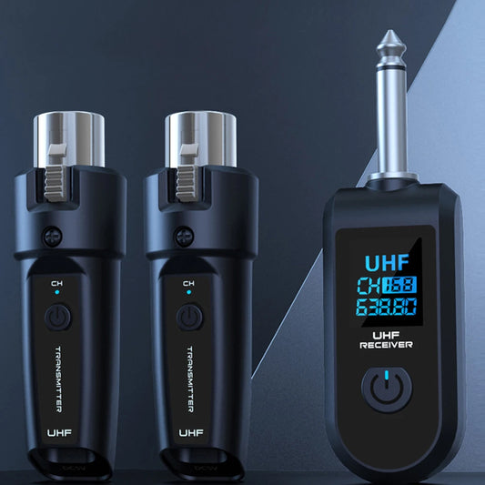 XLR Wireless Microphone System Transmitter and Receiver Adapter for Audio Mixer Dynamic Mic Electric Guitar Bass