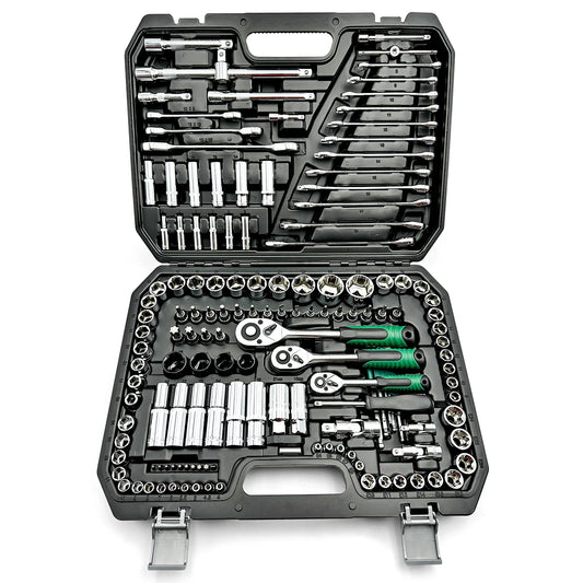 151 Pieces Drive Socket Set with 1/2 1/4 3/8 Inch Ratchet Wrench for Home and Automobile Maintenance