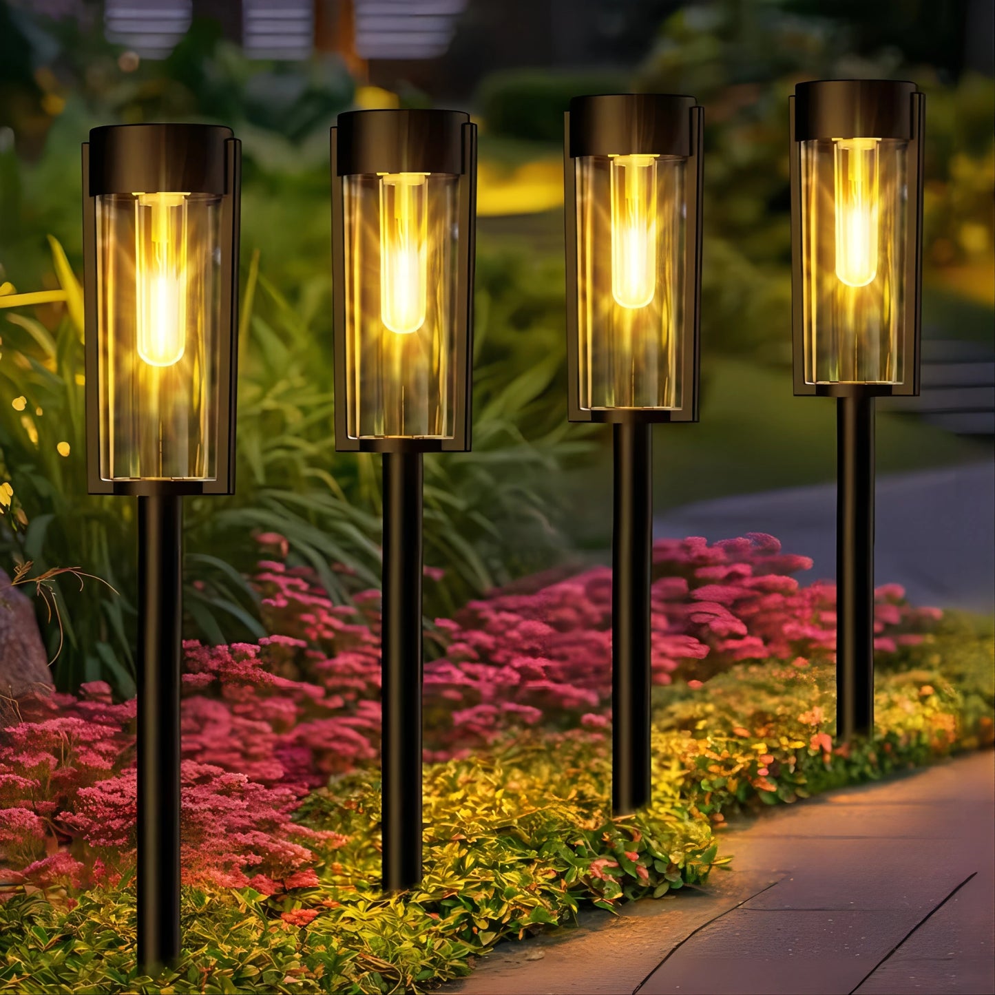 6/12 Pack Solar Pathway Lights Outdoor Upgraded Solar Landscape Path Lights Auto On Off Outdoor Garden Lawn Yard Patio Walkway Driveway