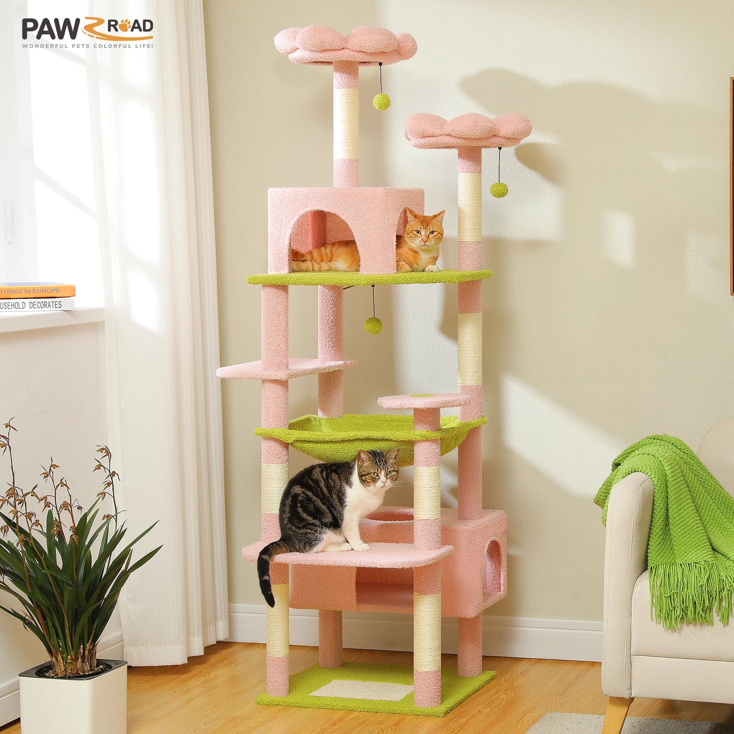 Large Cat Tower With Sisal Posts Multi Level Indoor Cozy