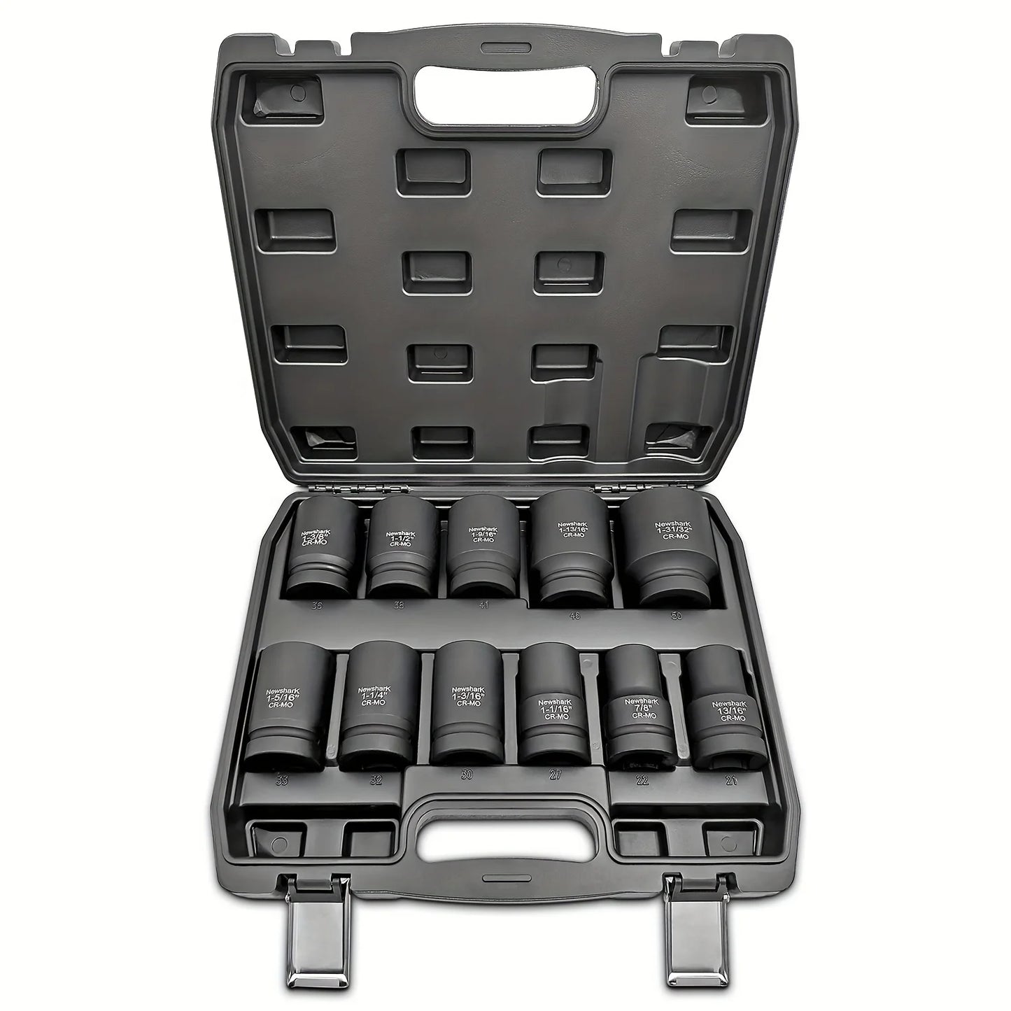 11 Piece Deep Socket Set SAE 1 5 16 To 1 31 32 Inches 6 Point CR Mo Spindle Axle Nut Impact Socket Set for Auto and Home Repair