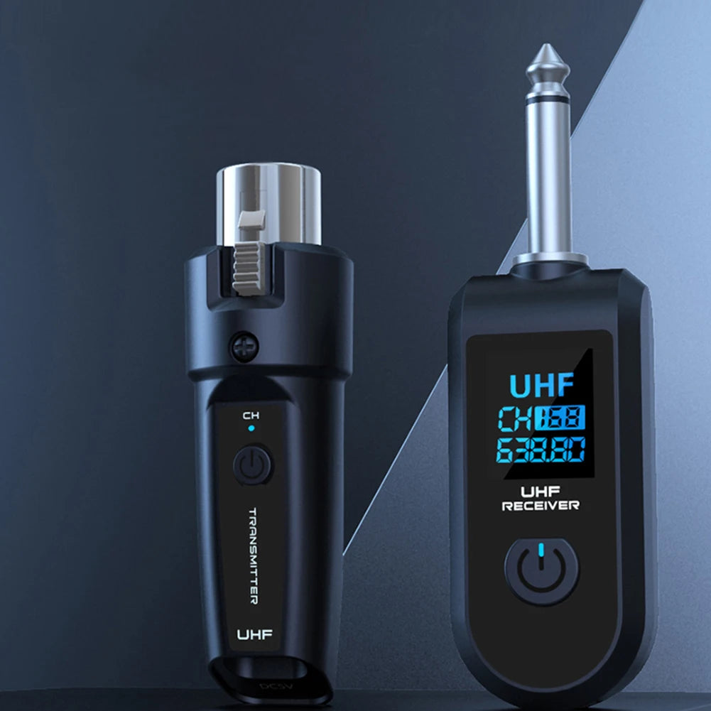 XLR Wireless Microphone System Transmitter and Receiver Adapter for Audio Mixer Dynamic Mic Electric Guitar Bass