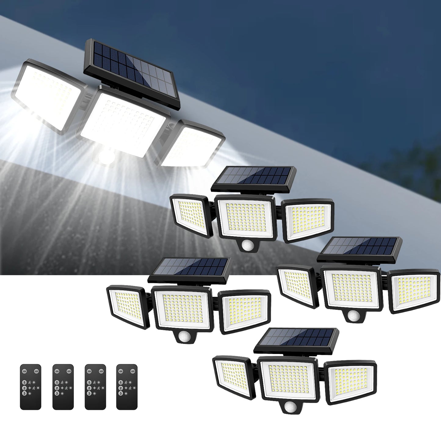 IP65 Waterproof Triple Head Outdoor Solar Light 2500LM