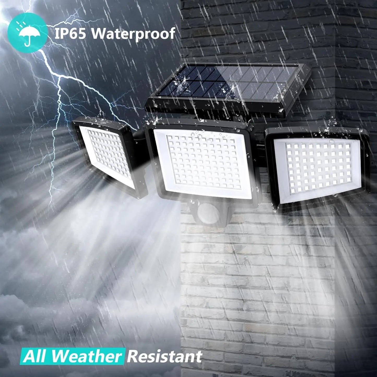 IP65 Waterproof Triple Head Outdoor Solar Light 2500LM