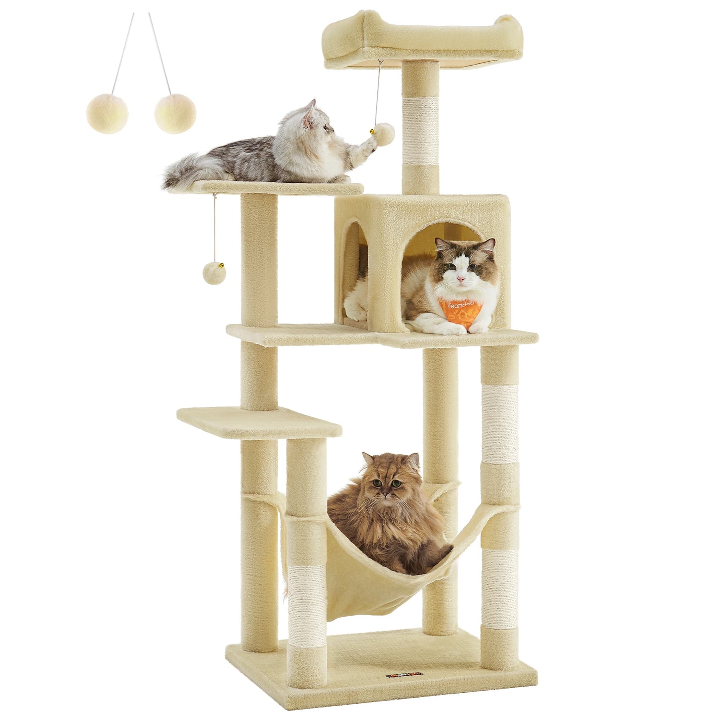 Feandrea 56 Inch Multi Level Cat Tree Condo With Hammock