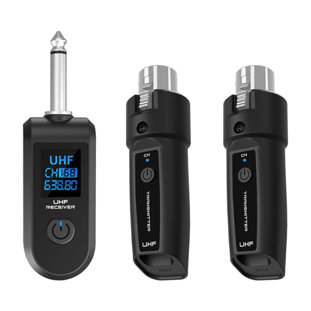 XLR Wireless Microphone System Transmitter and Receiver Adapter for Audio Mixer Dynamic Mic Electric Guitar Bass