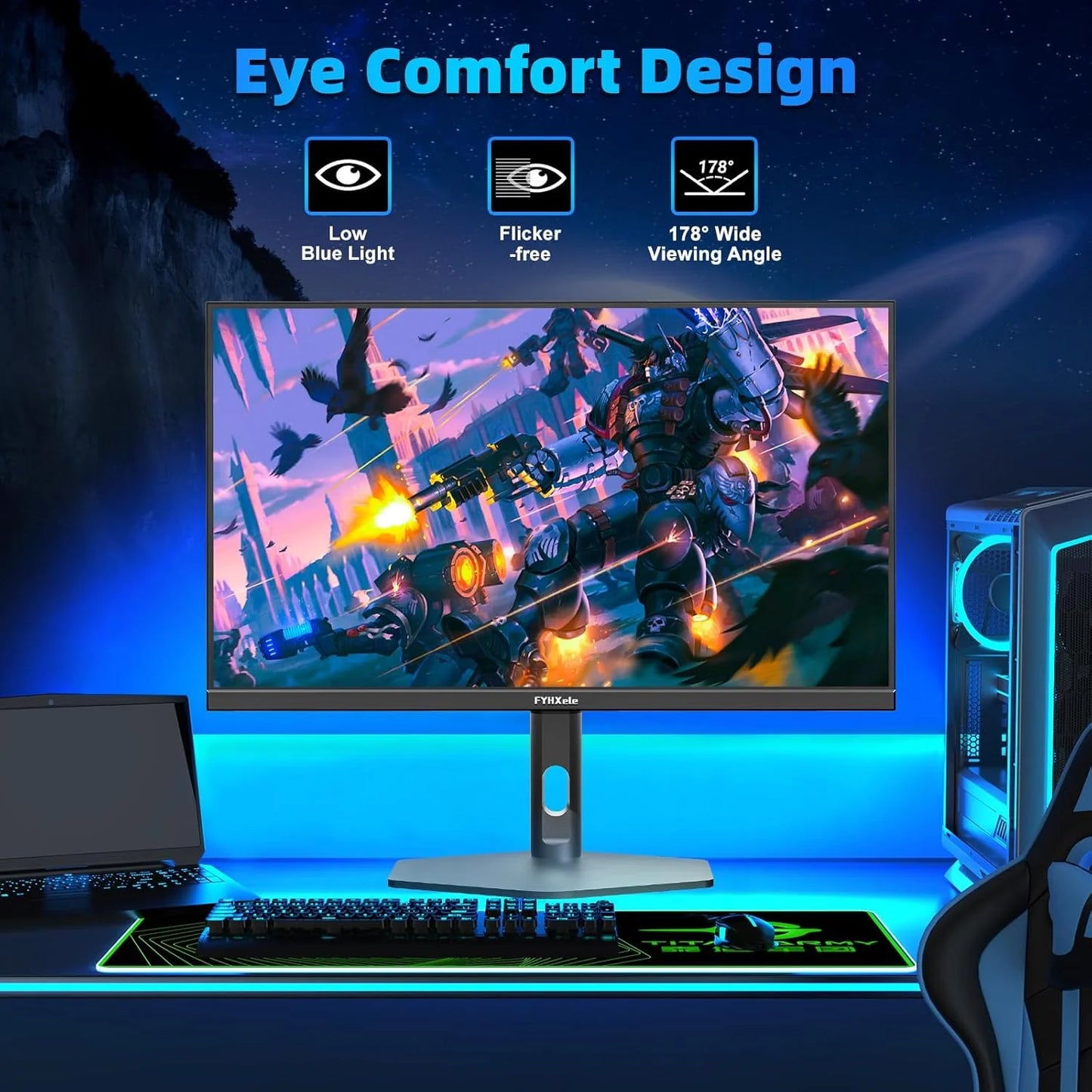 FYHXele 27Inch Gaming Monitor 300Hz QHD FreeSync Ultra Slim