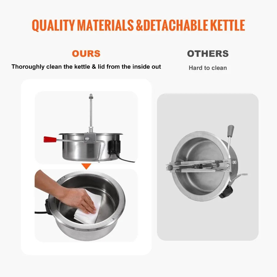 Electric 1615W Red Countertop Popcorn Popper Machine 16 Oz Popcorn Maker For Home Kitchen