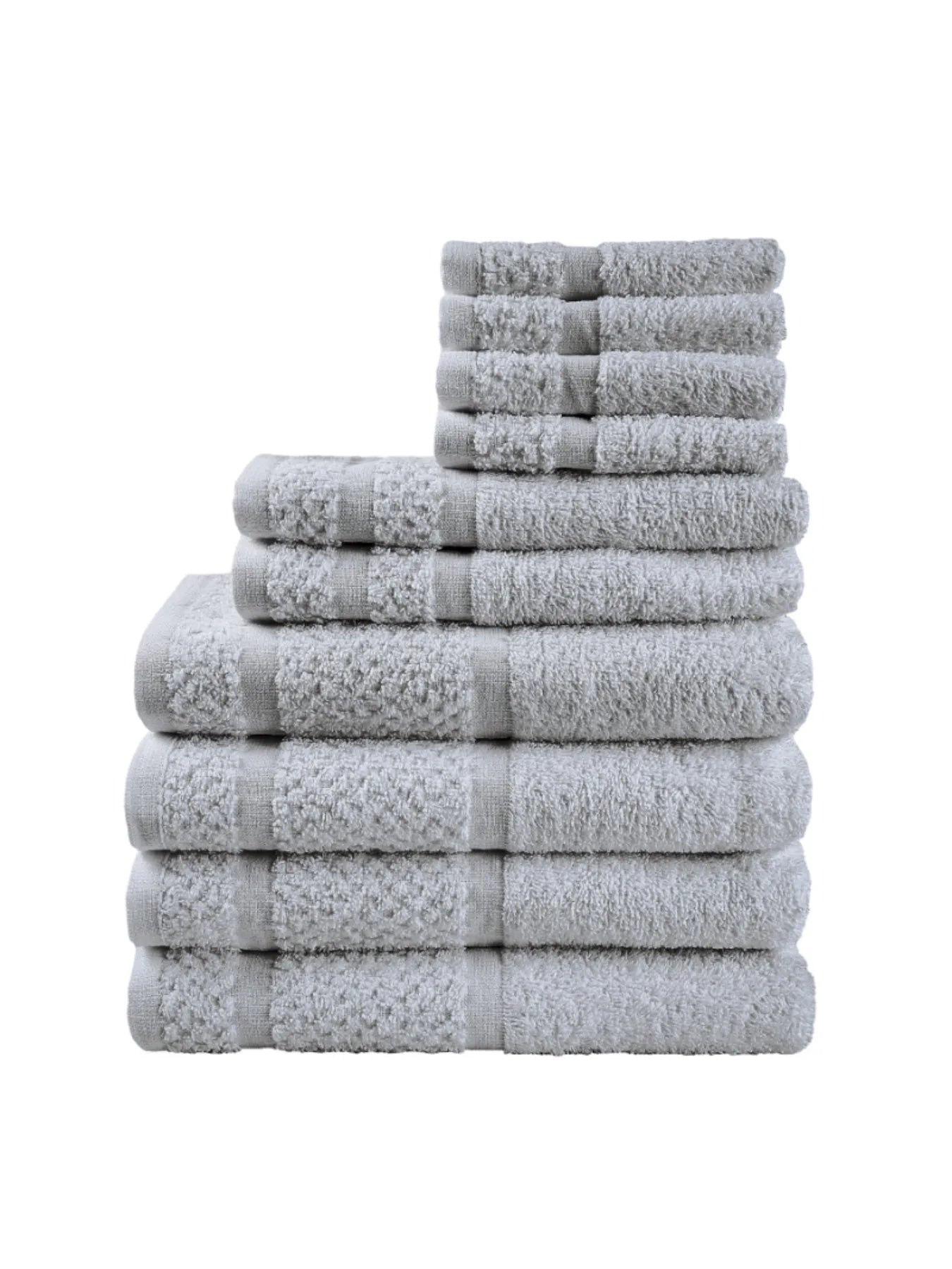 10 Piece Towel Set With Upgraded Softness And Durability 100 Percent Cotton Bath Towels Grey Plaid Pattern