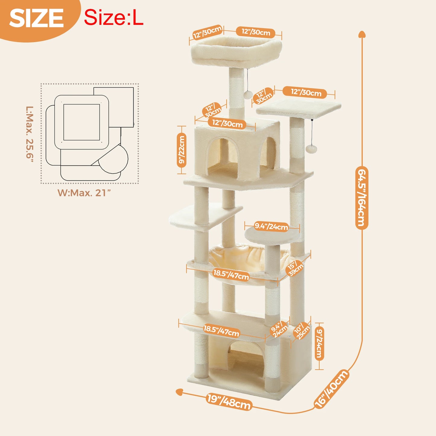 Large Cat Tower With Sisal Posts Multi Level Indoor Cozy