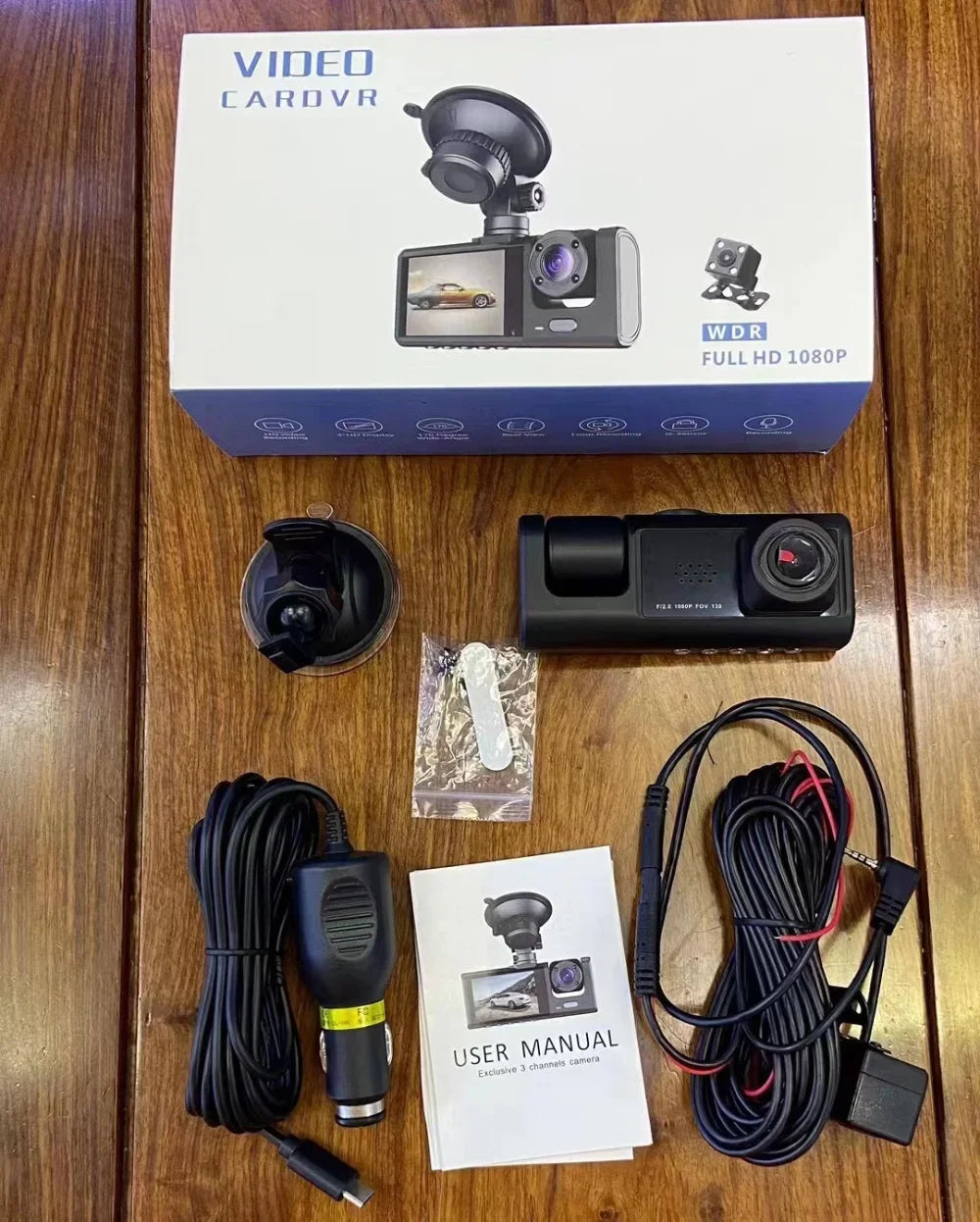 3 Camera Lens Car DVR 3 Channel Dash Cam HD 1080P Dual Lens Dashcam Video Recorder Black Box