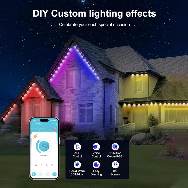 Permanent Outdoor Lights Smart RGBIC Eaves LED Fairy String