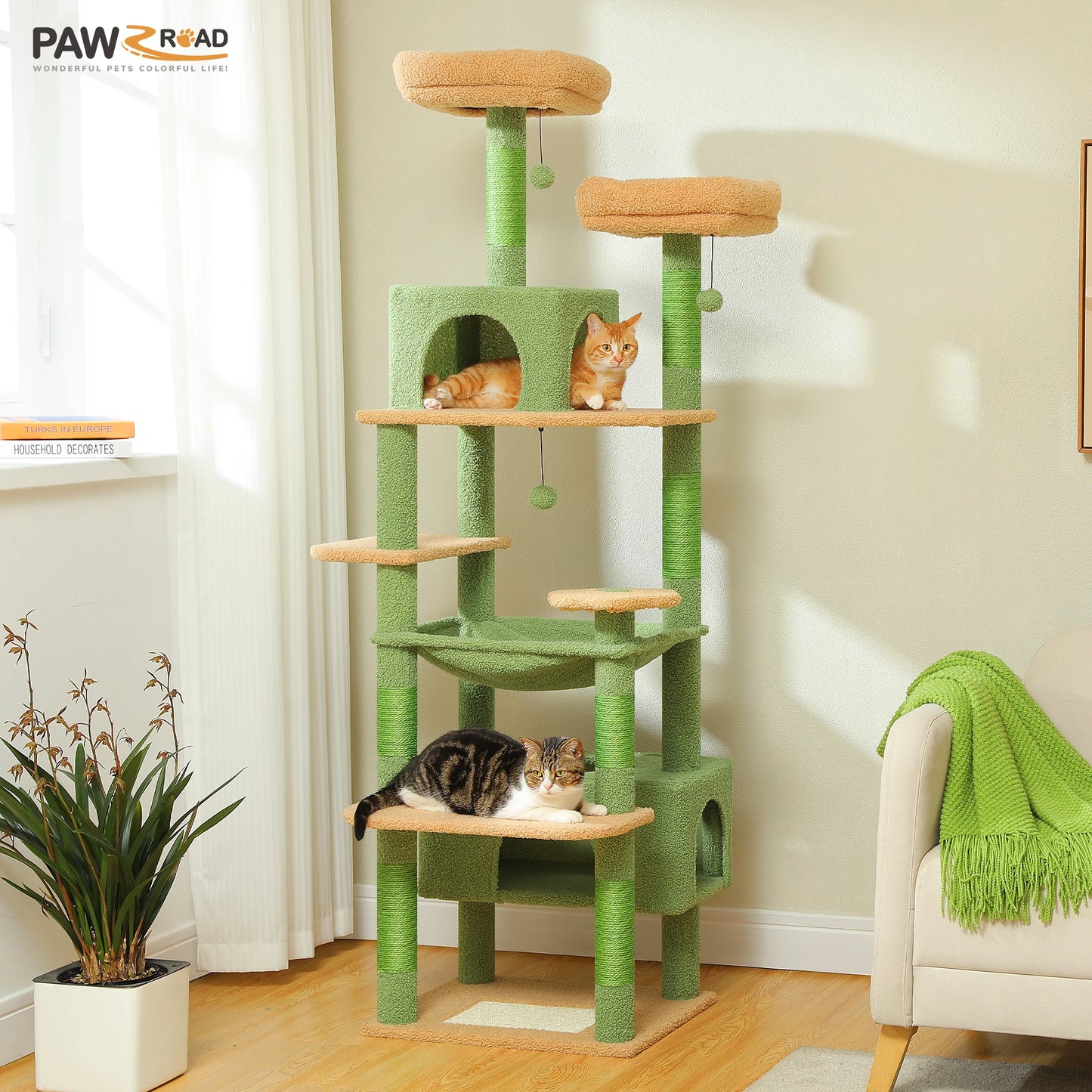 Large Cat Tower With Sisal Posts Multi Level Indoor Cozy