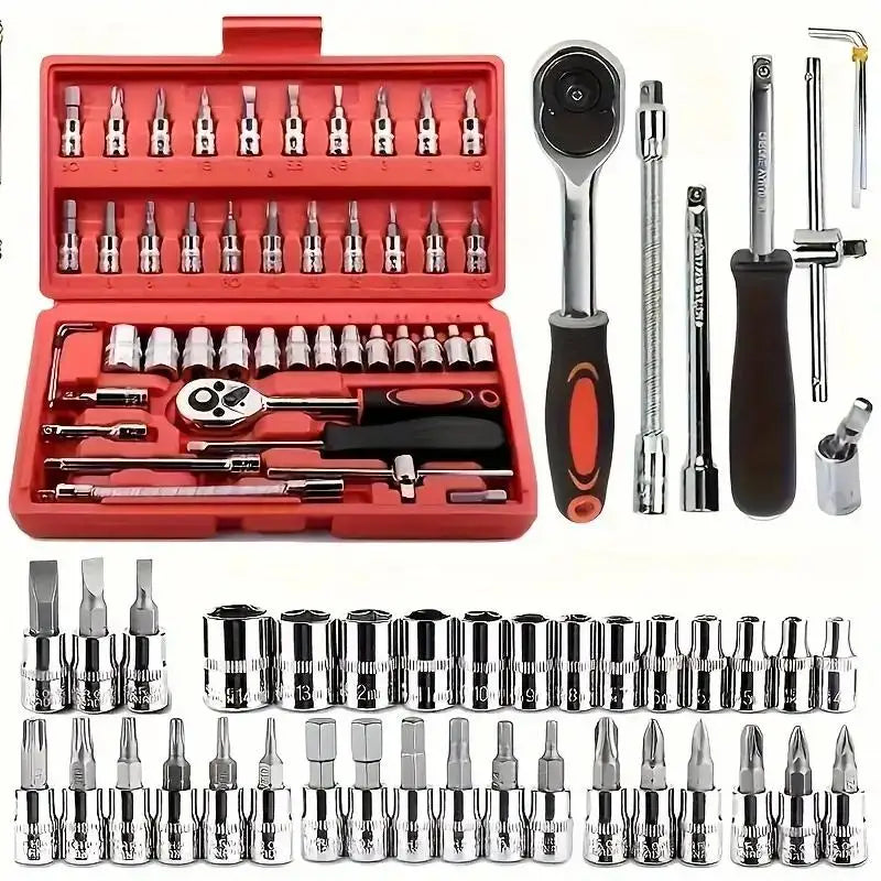46PCS 1/4 Inch Drive Socket Set for Car Repair Tools
